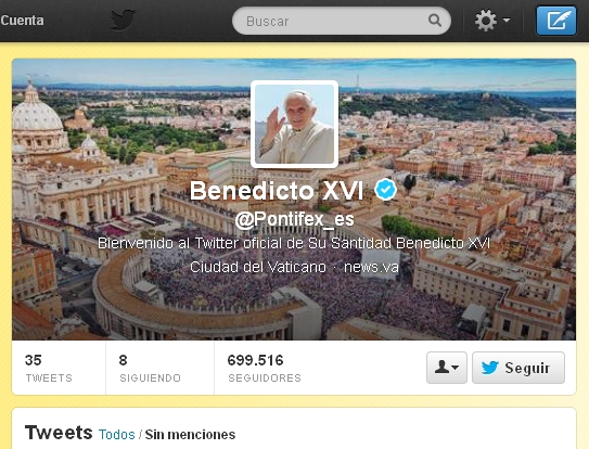 Papa Benedicto XVI cerrará su cuenta de Twitter