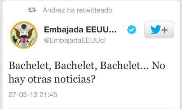 Embajada de Estados Unidos pide disculpas por tweet contra Bachelet