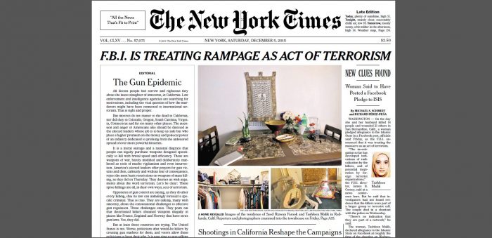 New York Times publica por primera vez desde 1920 editorial en portada pidiendo un mayor control de armas