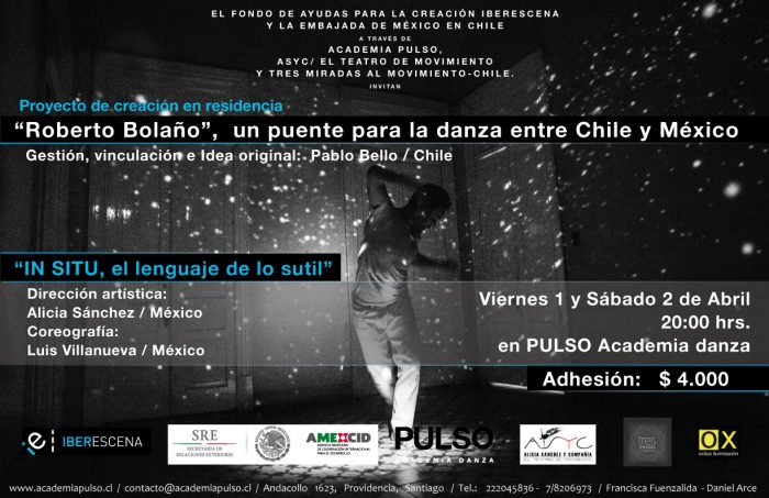 Obra “IN SITU: el lenguaje de lo sutil” dirigida por la coreógrafa mexicana Alicia Sánchez en PULSO Academia de Danza, 1 y 2 de abril Obra “IN SITU: el lenguaje de lo sutil” dirigida por la coreógrafa mexicana Alicia Sánchez en PULSO Academia de Danza, 1 y 2 de abril
