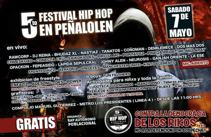 Raperos se preparan para celebrar Quinto Festival gratuito de Hip Hop en Peñalolén Raperos se preparan para celebrar Quinto Festival gratuito de Hip Hop en Peñalolén