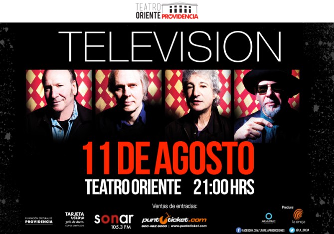 Concierto banda “Televisión” en Teatro Oriente, 11 de agosto Concierto banda “Televisión” en Teatro Oriente, 11 de agosto