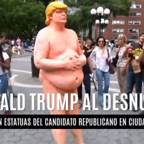[VIDEO] La estatua de Donald Trump desnudo que ridiculiza al magnate y candidato republicano a la Casa Blanca
