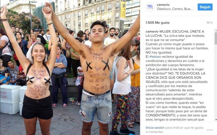 Hombres también apoyan «tetazo» argentino