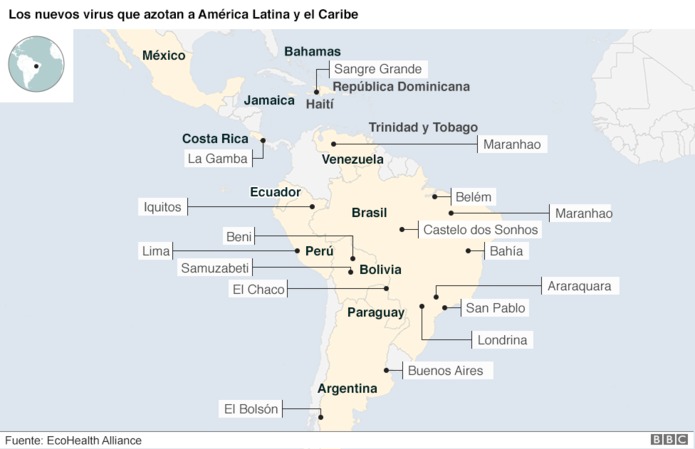El mapa que muestra los nuevos virus que azotan a América Latina