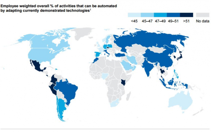 ¿Dónde está Chile en el ranking de las economías cuya fuerza laboral está más amenazada por robots? ¿Dónde está Chile en el ranking de las economías cuya fuerza laboral está más amenazada por robots?