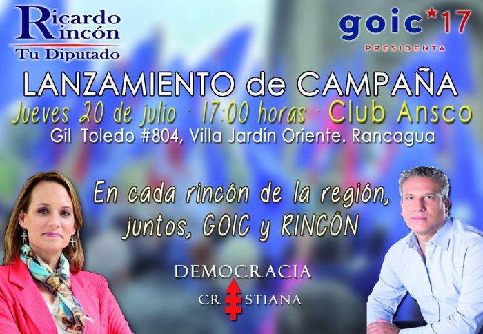 Diputado Rincón lanza campaña con imagen de Goic pese a conflicto por violencia contra ex pareja Diputado Rincón lanza campaña con imagen de Goic pese a conflicto por violencia contra ex pareja