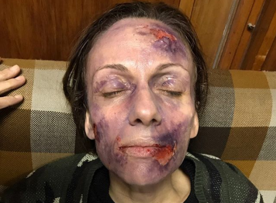 Katyna Huberman comparte escalofriantes imágenes del proceso de maquillaje de «su» muerte para PNP