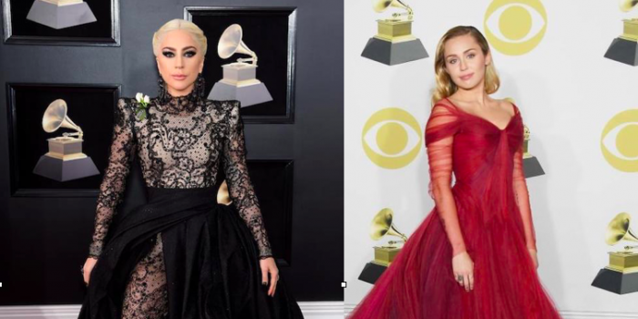 Los impactantes vestidos de Lady Gaga y Miley Cyrus en los Grammy 2018 Los impactantes vestidos de Lady Gaga y Miley Cyrus en los Grammy 2018