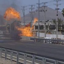 [VIDEO] Tráfico en la Ruta 5 se encuentra suspendido producto de un incendio provocado por una fuga de gas