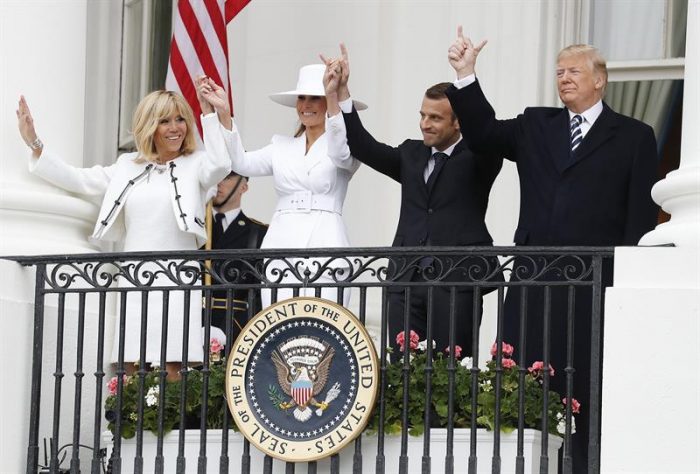 El full blanco de las primeras damas de Estados Unidos y Francia: Melania Trump y Brigitte Macron