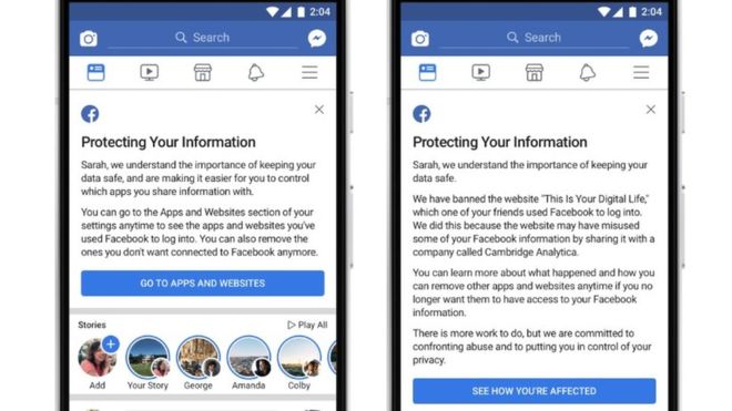 Qué dice el mensaje que Facebook empezó a enviar a los 87 millones de usuarios cuyos datos personales fueron usados por Cambridge Analytica