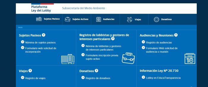 Ley de Lobby: los nuevos ministros al debe con plataforma web Ley de Lobby: los nuevos ministros al debe con plataforma web