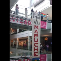 Guardias del Mall Plaza Egaña interrumpen manifestación a favor del pueblo mapuche
