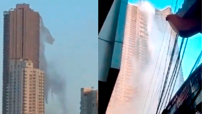 La “cascada artificial” que se formó en edificio tras terremoto que dejó 6 muertos en Filipinas La