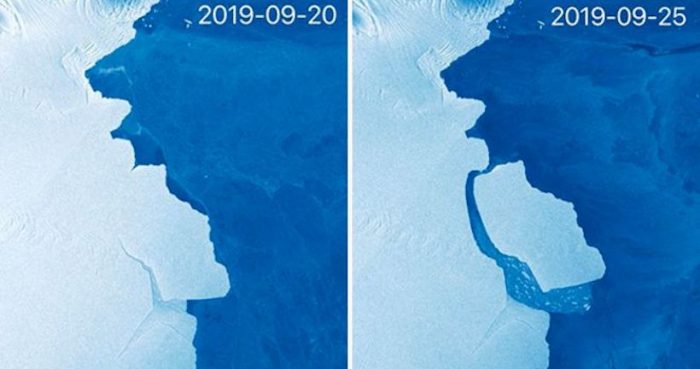 Antártica: las imágenes satelitales del desprendimiento de un iceberg de miles de millones de toneladas de hielo Antártica: las imágenes satelitales del desprendimiento de un iceberg de miles de millones de toneladas de hielo
