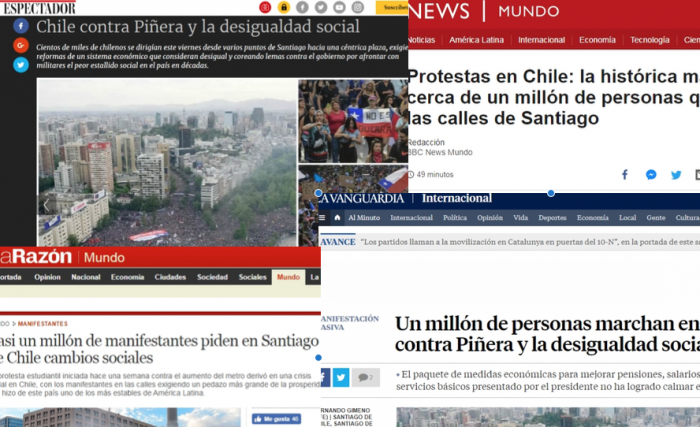 “Chile contra Piñera y la desigualdad social”: la mirada de la prensa internacional tras la histórica protesta en Santiago