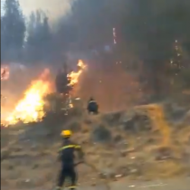 Incendio forestal descontrolado en la Ruta 68 obliga a cortar el tránsito en ambos sentidos