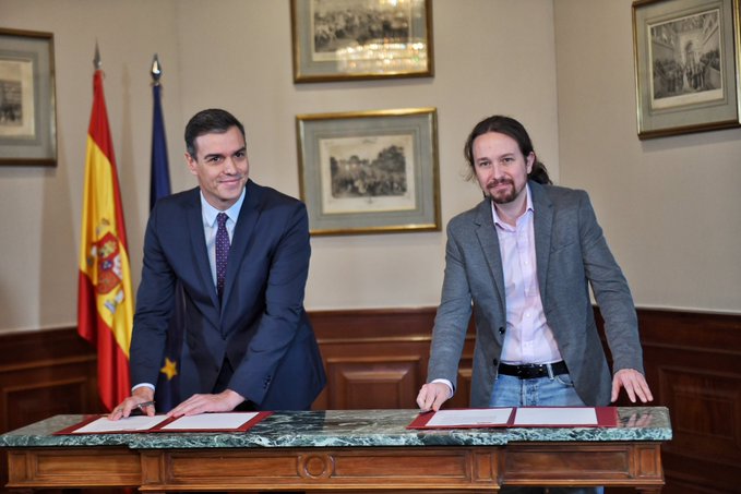 PSOE y Unidas Podemos logran un rápido acuerdo de Gobierno para frenar a la ultraderecha de Vox PSOE y Unidas Podemos logran un rápido acuerdo de Gobierno para frenar a la ultraderecha de Vox