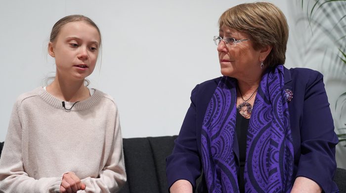 Bachelet se reunió con Greta Thunberg en Madrid: 