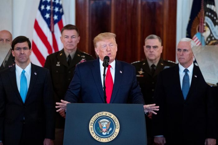 Trump descarta muertos tras ataque iraní y anuncia «poderosas sanciones» a Irán hasta que acaben «su apoyo al terrorismo» Trump descarta muertos tras ataque iraní y anuncia