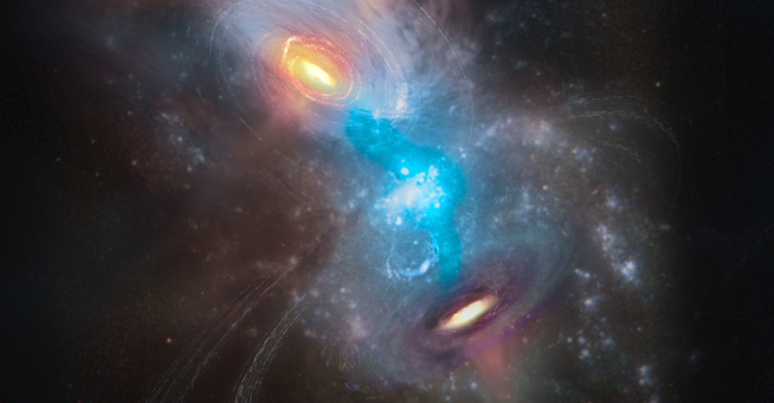 Astrónomos chilenos logran imagen más detallada del gas en galaxias colisionando Astrónomos chilenos logran imagen más detallada del gas en galaxias colisionando