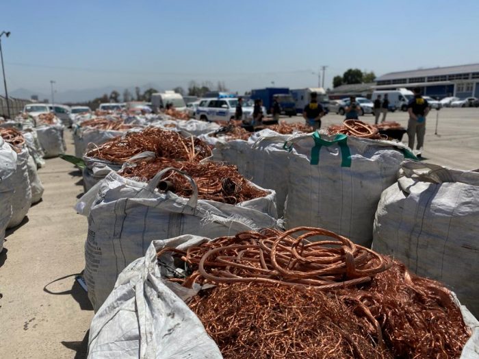 Incautan más de 80 toneladas de cobre robado que tenían como destino China