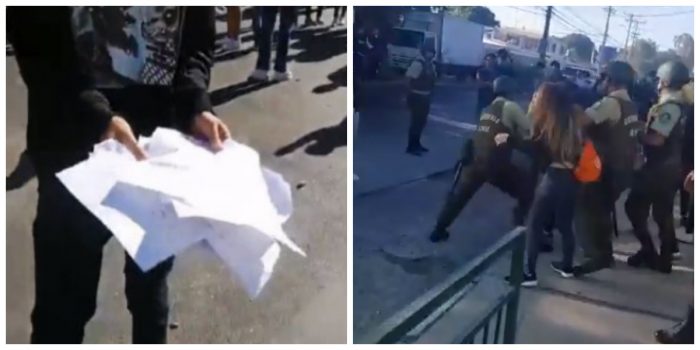 Suspenden PSU en Calama: quemaron documentos de la prueba y Carabineros detiene a 11 manifestantes Suspenden PSU en Calama: quemaron documentos de la prueba y Carabineros detiene a 11 manifestantes