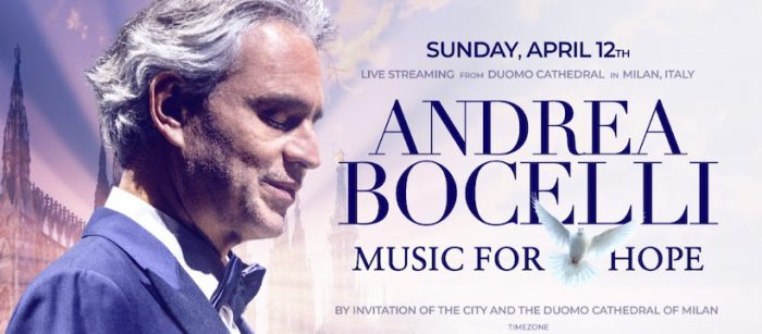 Concierto “Music for Hope” con Andrea Bocelli desde la Catedral de Milán vía online Concierto “Music for Hope” con Andrea Bocelli desde la Catedral de Milán vía online