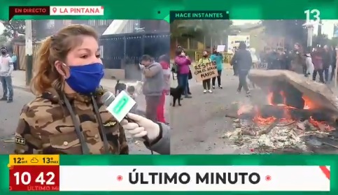 Se suman a El Bosque: vecinos de La Pintana salen a protestar ante falta de alimentos y alta cesantía