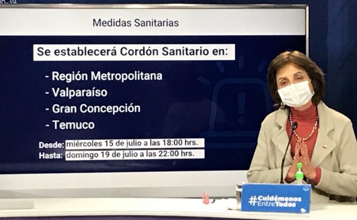 Establecen cordón sanitario en Región Metropolitana, Valparaíso, Gran Concepción y Temuco por feriado del jueves