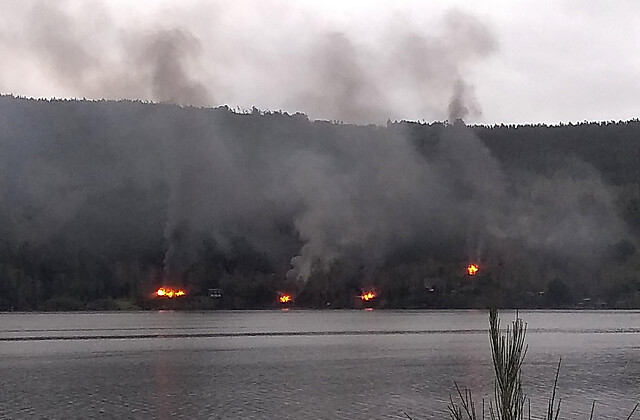 Nuevo atentado incendiario en lago Lanalhue deja cuatro cabañas destruidas Nuevo atentado incendiario en lago Lanalhue deja cuatro cabañas destruidas