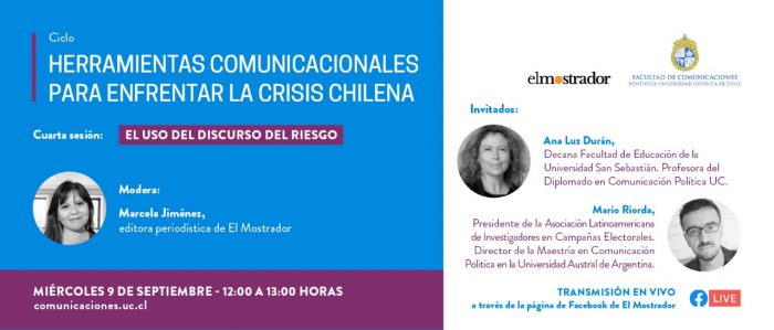 El uso del discurso del riesgo, un tema crucial en pandemia: no se pierda la última charla del ciclo organizado por la PUC y El Mostrador El uso del discurso del riesgo, un tema crucial en pandemia: no se pierda la última charla del ciclo organizado por la PUC y El Mostrador