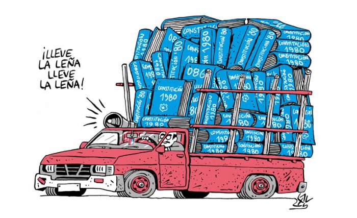 Alen Lauzán ilustra «el fallecimiento» de la Constitución del 80 Alen Lauzán ilustra «el fallecimiento» de la Constitución del 80