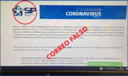 Superintendencia de Pensiones advierte posible estafa por tercer retiro a través de un correo falso Superintendencia de Pensiones advierte posible estafa por tercer retiro a través de un correo falso