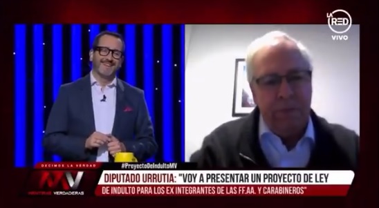 La confrontación siguió en Twitter: diputado Urrutia abandonó entrevista televisiva tras pregunta sobre crímenes de lesa humanidad perpetrados por militares La confrontación siguió en Twitter: diputado Urrutia abandonó entrevista televisiva tras pregunta sobre crímenes de lesa humanidad perpetrados por militares