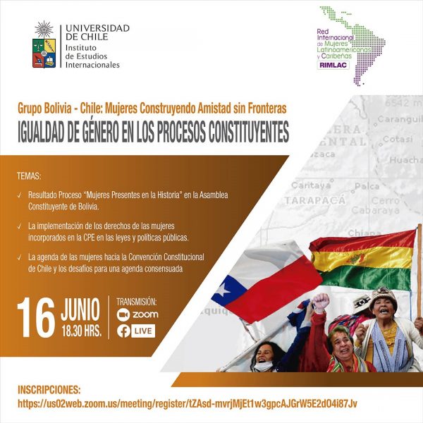 “Igualdad de género en los procesos constituyentes”: grupo de mujeres Bolivia-Chile invita a seminario internacional