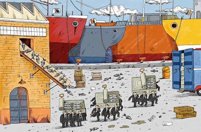 Ilustrador Marcelo Escobar recuerda Ley de Pesca en dibujo sobre proceso constituyente Ilustrador Marcelo Escobar recuerda Ley de Pesca en dibujo sobre proceso constituyente