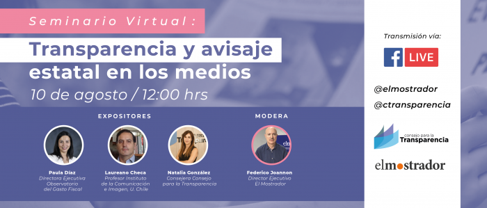 «Avisaje estatal y medios de comunicación”: siga este martes el webinar organizado por el Consejo para la Transparencia y El Mostrador