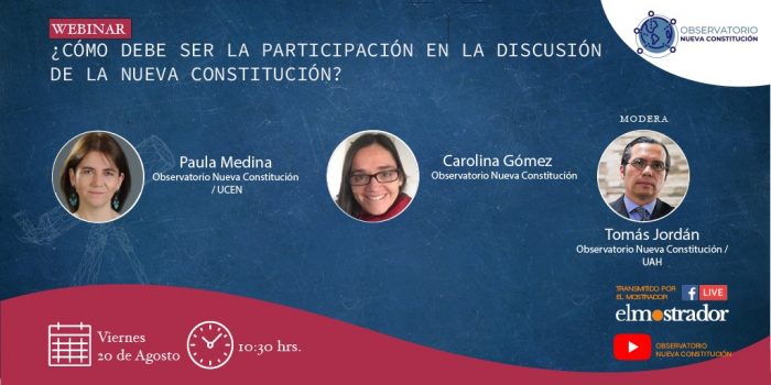 Deliberativa e incidente: webinar del Observatorio Nueva Constitución analizará cómo debe ser la participación en el proceso constituyente