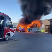 Incendio afecta a buses en el terminal de Tomé