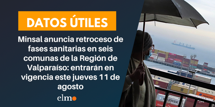 Minsal anuncia retroceso de fases sanitarias en seis comunas de la Región de Valparaíso: entrarán en vigencia este jueves 11 de agosto