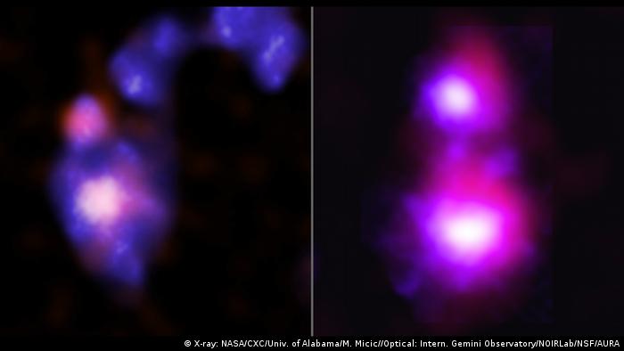 Astrónomos ven por primera vez galaxias enanas con agujeros negros gigantes a punto de fusionarse